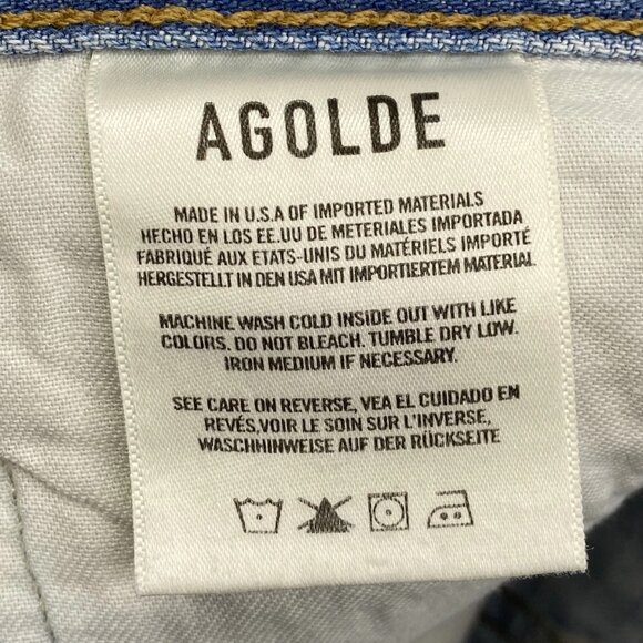 AGOLDE Women’s Hilla Mid-Rise Back-Slit Maxi Skirt – Mid Indigo Blue – Size 26 - Picture 4 of 11